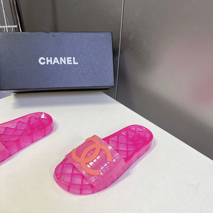 CHANEL 26S SLIDES IN DARK PINK PVC