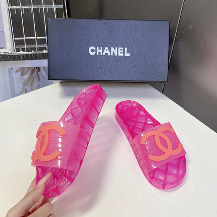 CHANEL 26S SLIDES IN DARK PINK PVC