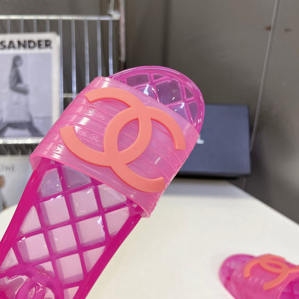 CHANEL 26S SLIDES IN DARK PINK PVC