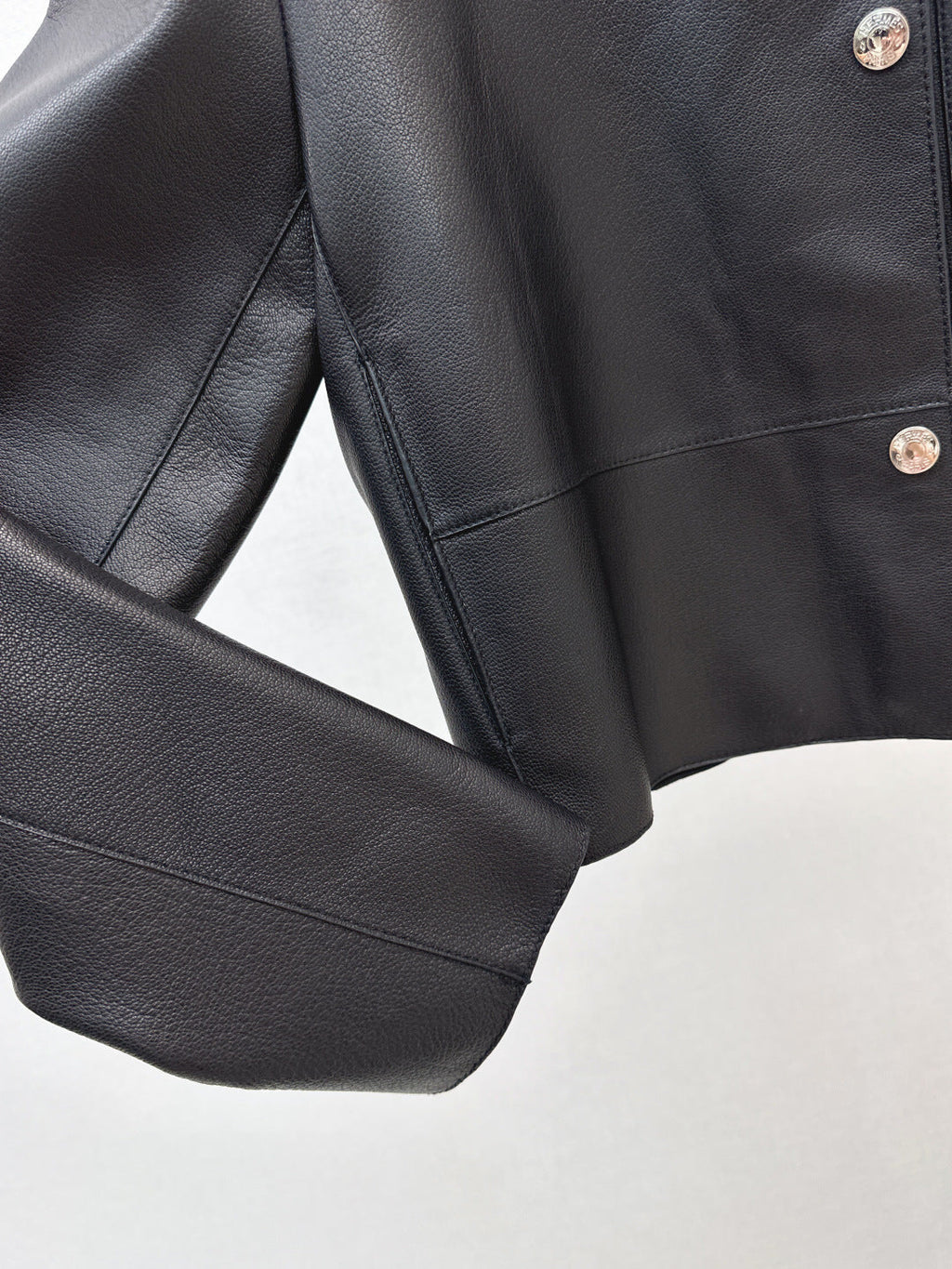 HERMES 25S STAND-COLLAR LEATHER JACKET 454