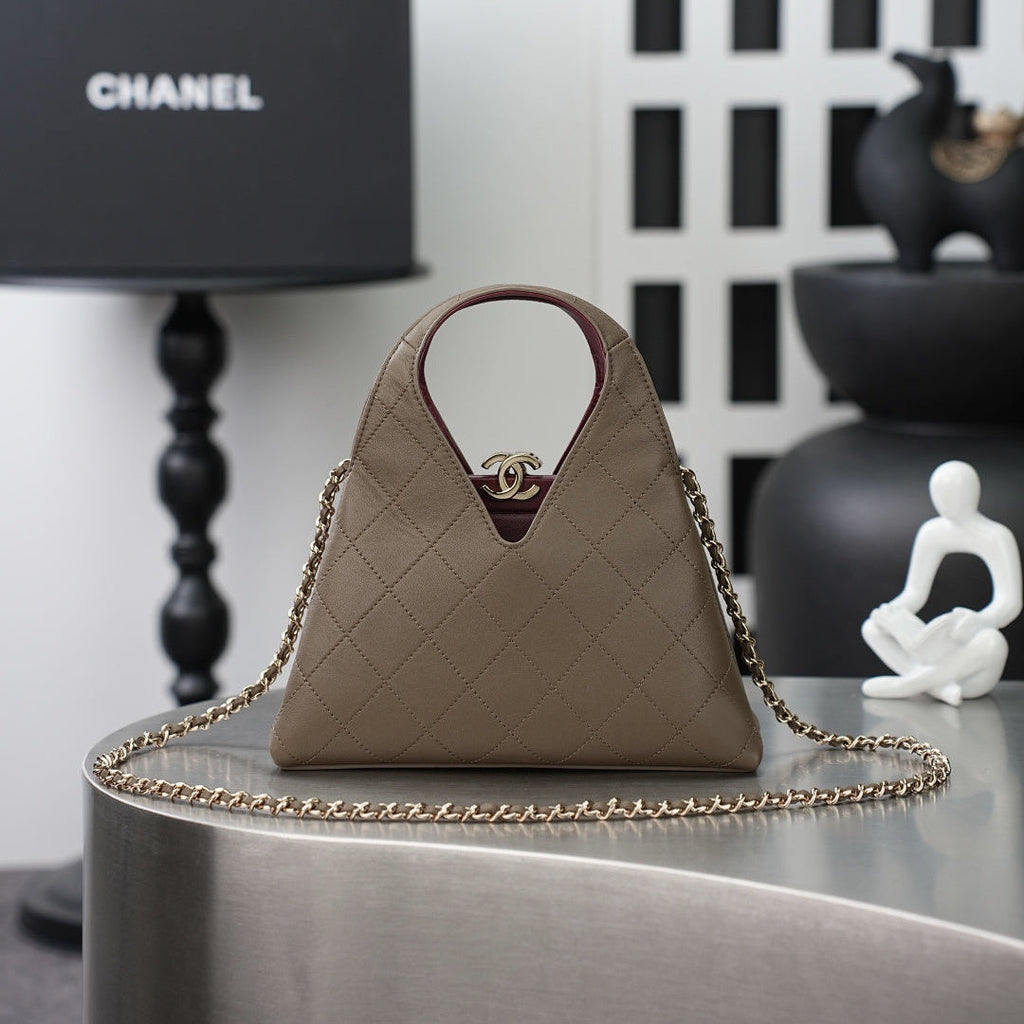 CHANEL 26S SHOPPING BAG MEDIUM 23 IN BROWN LAMBSKIN GOLD HARDWARE