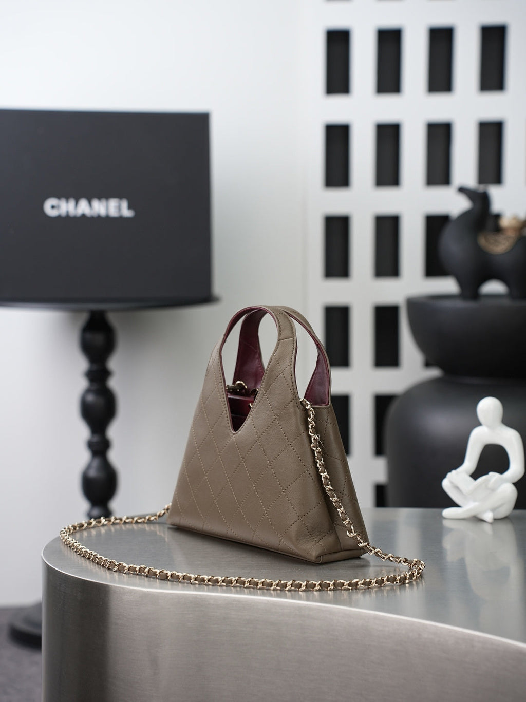CHANEL 26S SHOPPING BAG MEDIUM 23 IN BROWN LAMBSKIN GOLD HARDWARE