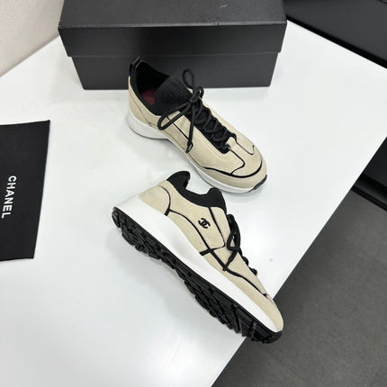 CHANEL 26S SNEAKERS IN BEIGE AND BLACK CALFSKIN