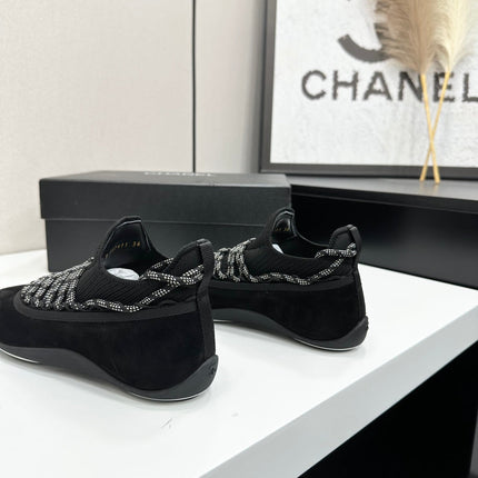 CHANEL 26S SNEAKERS IN BLACK SUEDE AND MESH