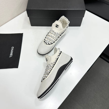 CHANEL 26S SNEAKERS IN WHITE SUEDE AND MESH