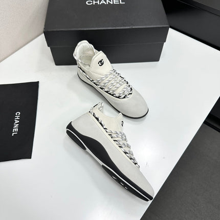 CHANEL 26S SNEAKERS IN WHITE SUEDE AND MESH