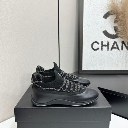 CHANEL 26S SNEAKERS IN BLACK CALFSKIN AND MESH
