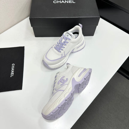 CHANEL 26S SNEAKERS IN WHITE AND LIGHT PURPLE CALFSKIN