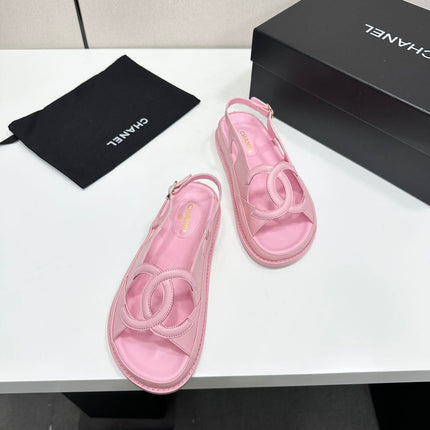 CHANEL 26S FLAT SANDALS IN LIGHT PINK LAMBSKIN