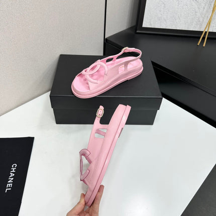 CHANEL 26S FLAT SANDALS IN LIGHT PINK LAMBSKIN