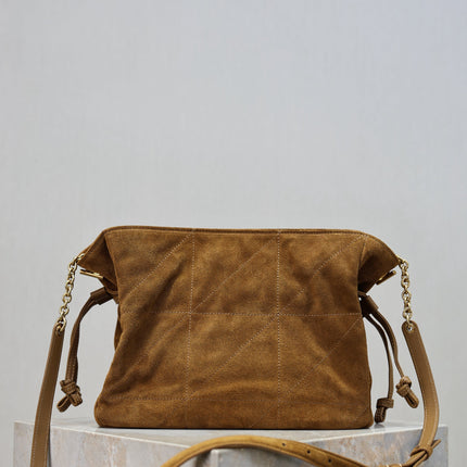 JAMIE MEDIUM POCHON 26 IN BROWN SUEDE GOLD HARDWARE