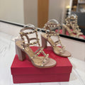 VALENTINO 26S STUDDED HIGH HEEL SANDALS 90 MM IN NUDE CALFSKIN