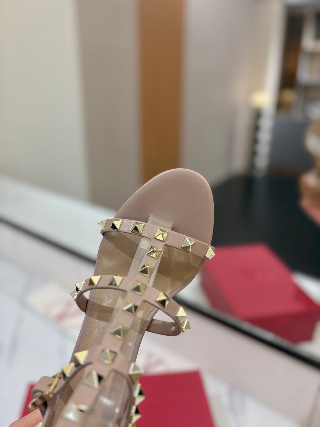 VALENTINO 26S STUDDED HIGH HEEL SANDALS 65 MM IN NUDE CALFSKIN