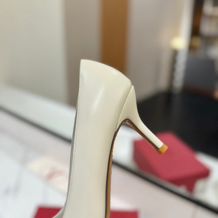 VALENTINO 26S HIGH HEELS 75 MM IN CREAM WHITE SMOOTH CALFSKIN