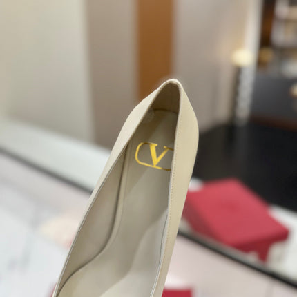 VALENTINO 26S HIGH HEELS 75 MM IN CREAM WHITE SMOOTH CALFSKIN