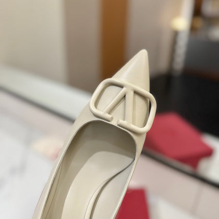 VALENTINO 26S HIGH HEELS 75 MM IN CREAM WHITE SMOOTH CALFSKIN