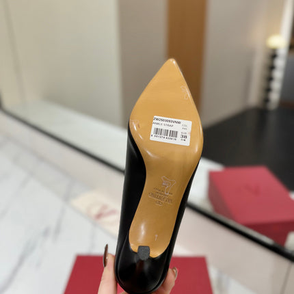 VALENTINO 26S HIGH HEELS 75 MM IN BLACK SMOOTH CALFSKIN