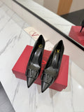 VALENTINO 26S HIGH HEELS 75 MM IN BLACK SMOOTH CALFSKIN