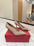 VALENTINO 26S HIGH HEELS 75 MM IN BEIGE SMOOTH CALFSKIN