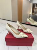 VALENTINO 26S HIGH HEELS 75 MM IN CREAM WHITE PATENT CALFSKIN