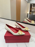 VALENTINO 26S HIGH HEELS 45 MM IN CREAM WHITE SMOOTH CALFSKIN WITH GOLD HARDWARE