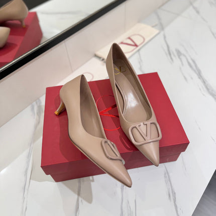 VALENTINO 26S HIGH HEELS 45 MM IN BEIGE SMOOTH CALFSKIN