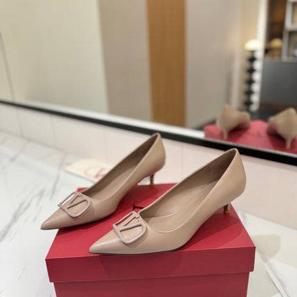VALENTINO 26S HIGH HEELS 45 MM IN BEIGE SMOOTH CALFSKIN