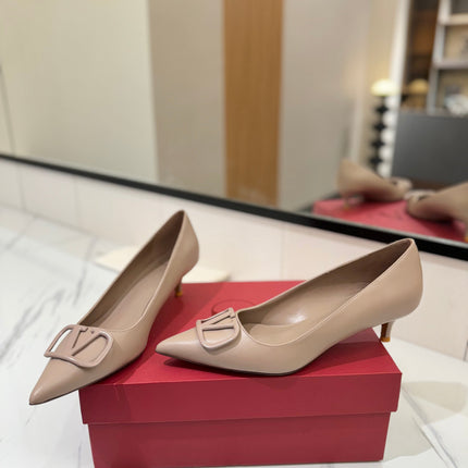 VALENTINO 26S HIGH HEELS 45 MM IN BEIGE SMOOTH CALFSKIN