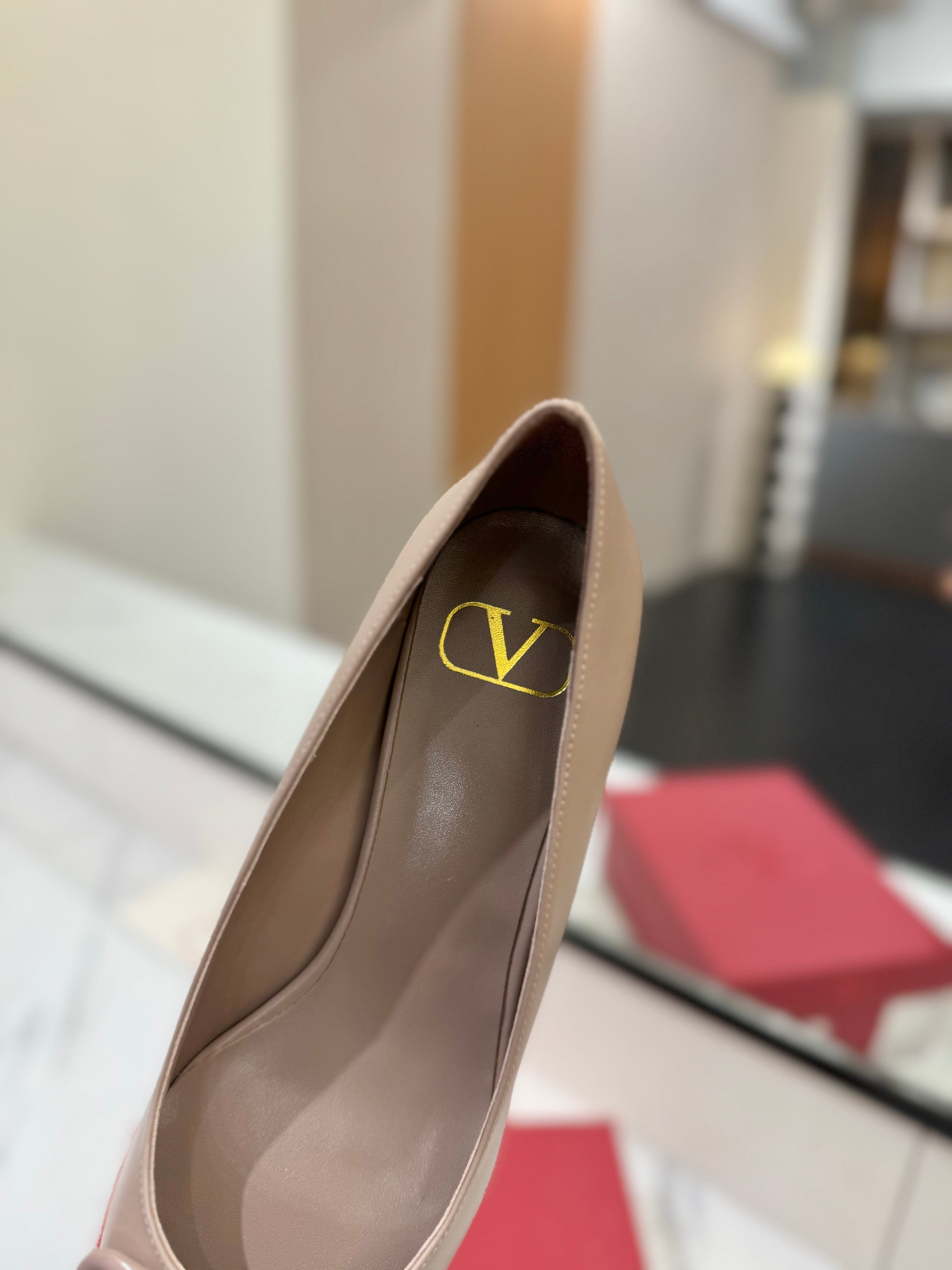 VALENTINO 26S HIGH HEELS 45 MM IN BEIGE SMOOTH CALFSKIN