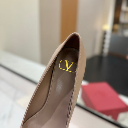 VALENTINO 26S HIGH HEELS 45 MM IN BEIGE SMOOTH CALFSKIN