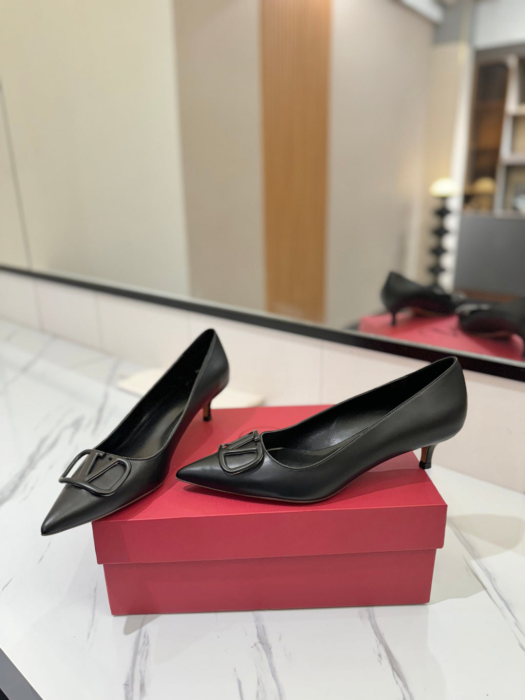 VALENTINO 26S HIGH HEELS 45 MM IN BLACK SMOOTH CALFSKIN