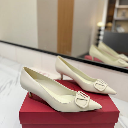 VALENTINO 26S HIGH HEELS 45 MM IN CREAM WHITE SMOOTH CALFSKIN