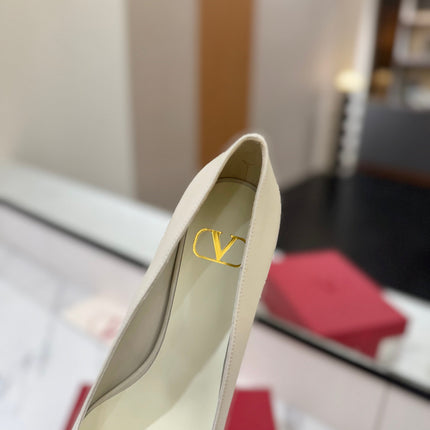 VALENTINO 26S HIGH HEELS 45 MM IN CREAM WHITE SMOOTH CALFSKIN
