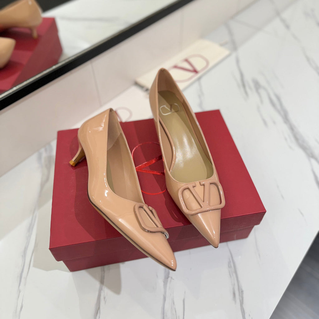 VALENTINO 26S HIGH HEELS 45 MM IN NUDE PATENT CALFSKIN
