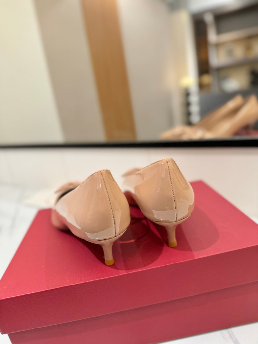 VALENTINO 26S HIGH HEELS 45 MM IN NUDE PATENT CALFSKIN