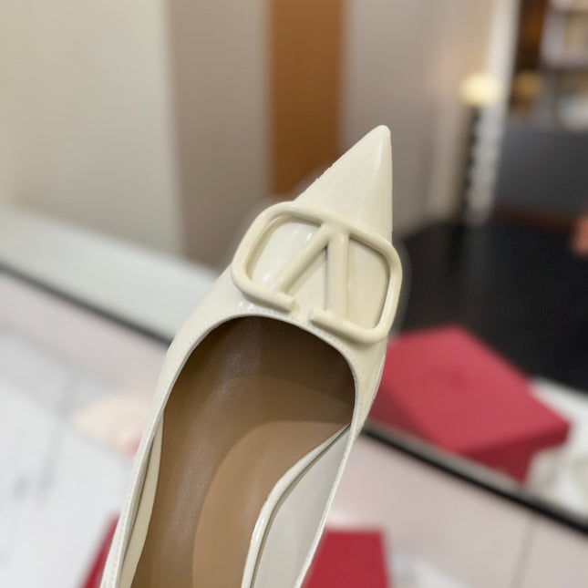 VALENTINO 26S BALLET FLATS IN WHITE PATENT CALFSKIN