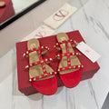 VALENTINO 26S SANDALS IN RED CALFSKIN WITH GOLD STUDS