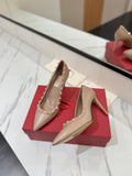 VALENTINO 26S STUDDED HIGH HEELS 90 MM IN MATTE NUDE CALFSKIN