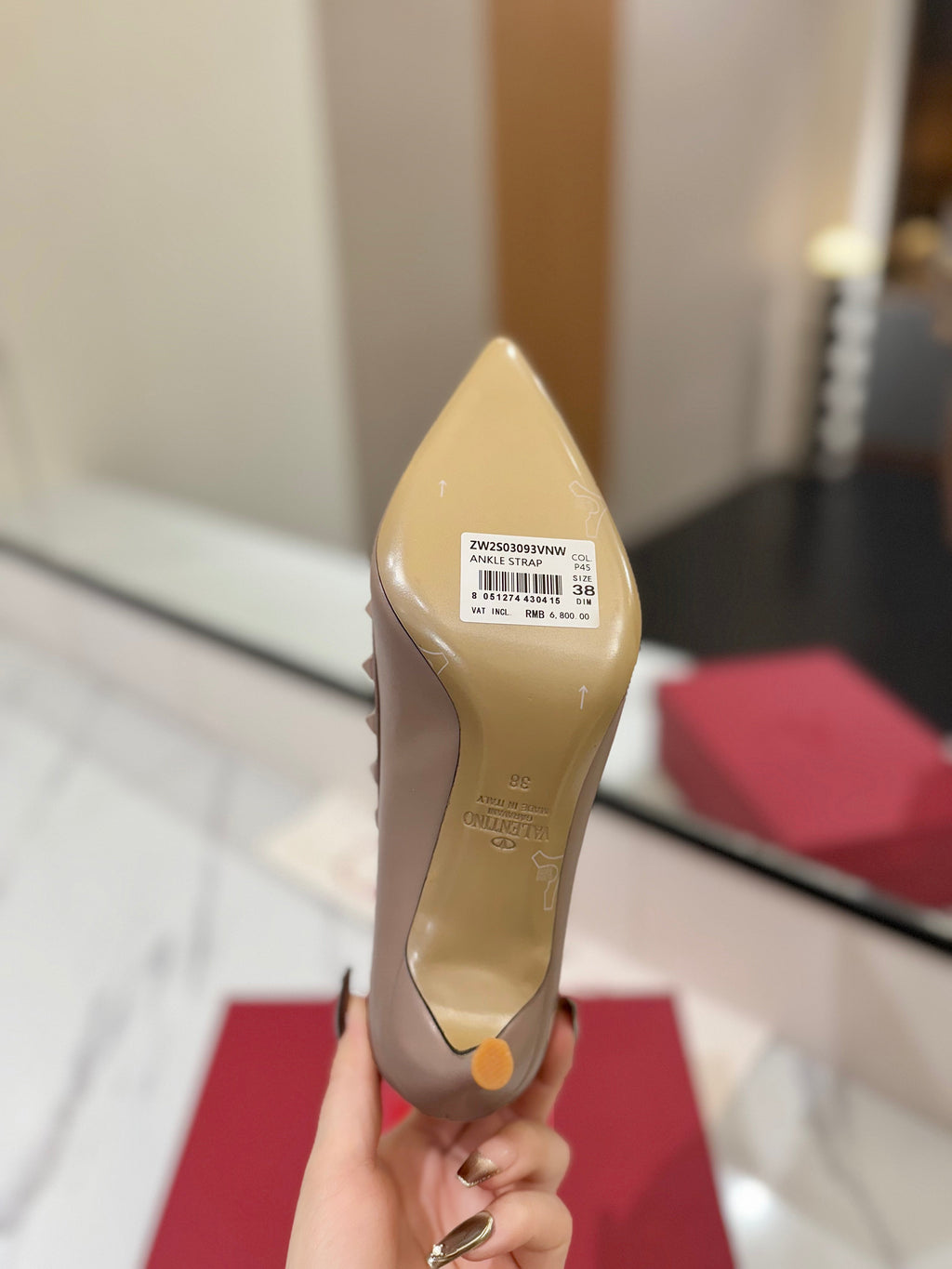 VALENTINO 26S STUDDED HIGH HEELS 90 MM IN MATTE NUDE CALFSKIN