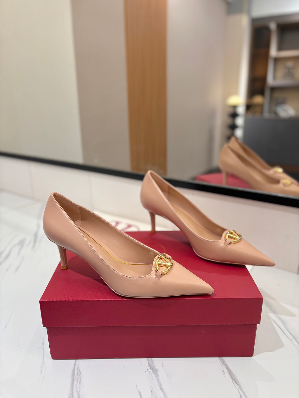 VALENTINO 26S POINTED-TOE PUMPS 65 MM IN NUDE SMOOTH CALFSKIN