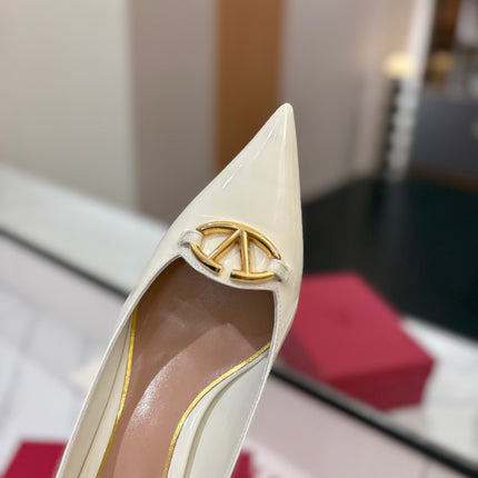 VALENTINO 26S POINTED-TOE PUMPS 65 MM IN WHITE PATENT CALFSKIN