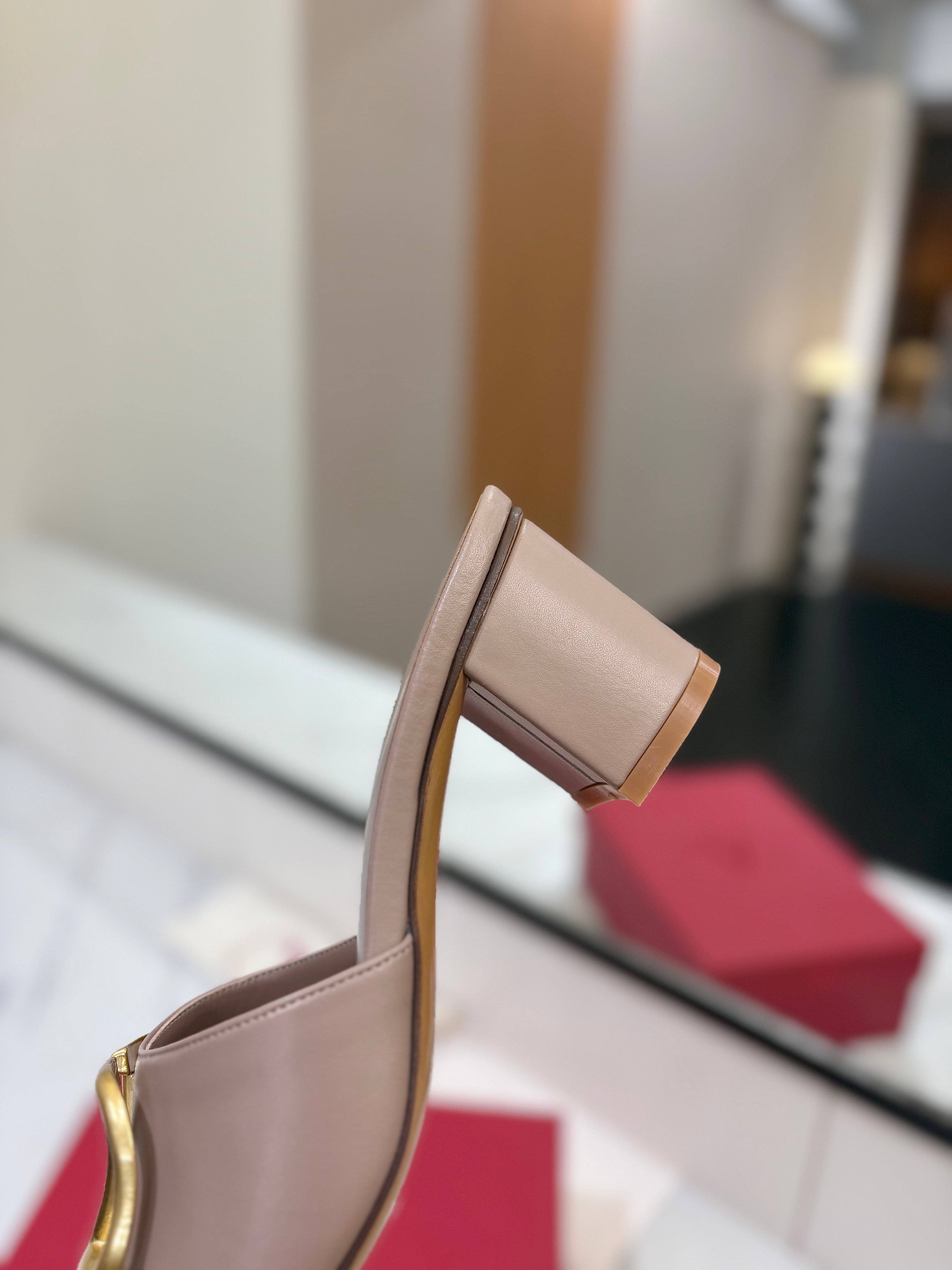 VALENTINO 26S HIGH-HEEL SANDALS 60 MM IN BEIGE CALFSKIN WITH GOLD HARDWARE