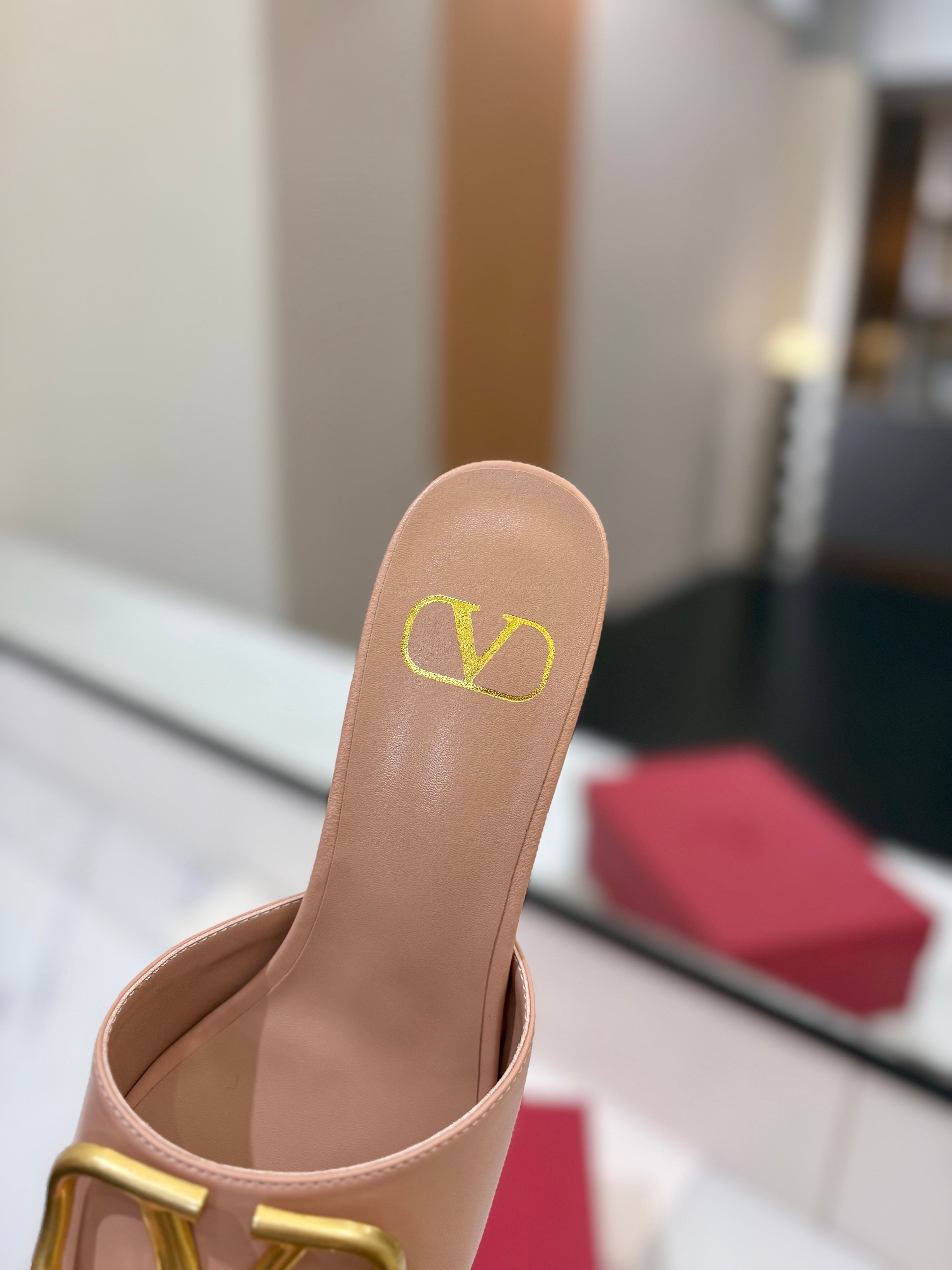 VALENTINO 26S HIGH-HEEL SANDALS 60 MM IN NUDE PINK CALFSKIN WITH GOLD HARDWARE