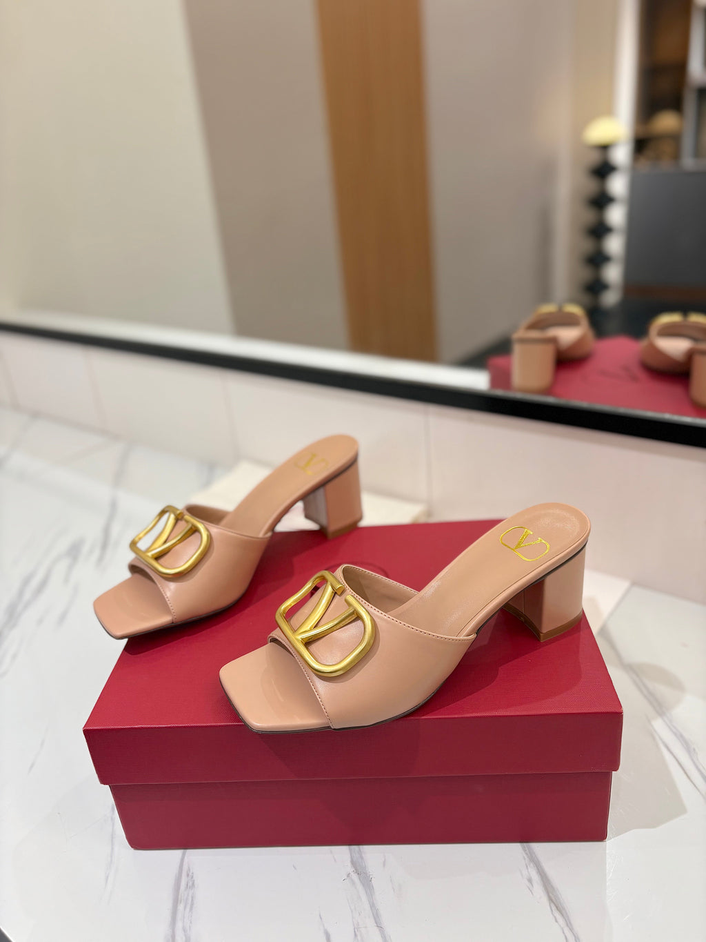VALENTINO 26S HIGH-HEEL SANDALS 60 MM IN NUDE PINK CALFSKIN WITH GOLD HARDWARE