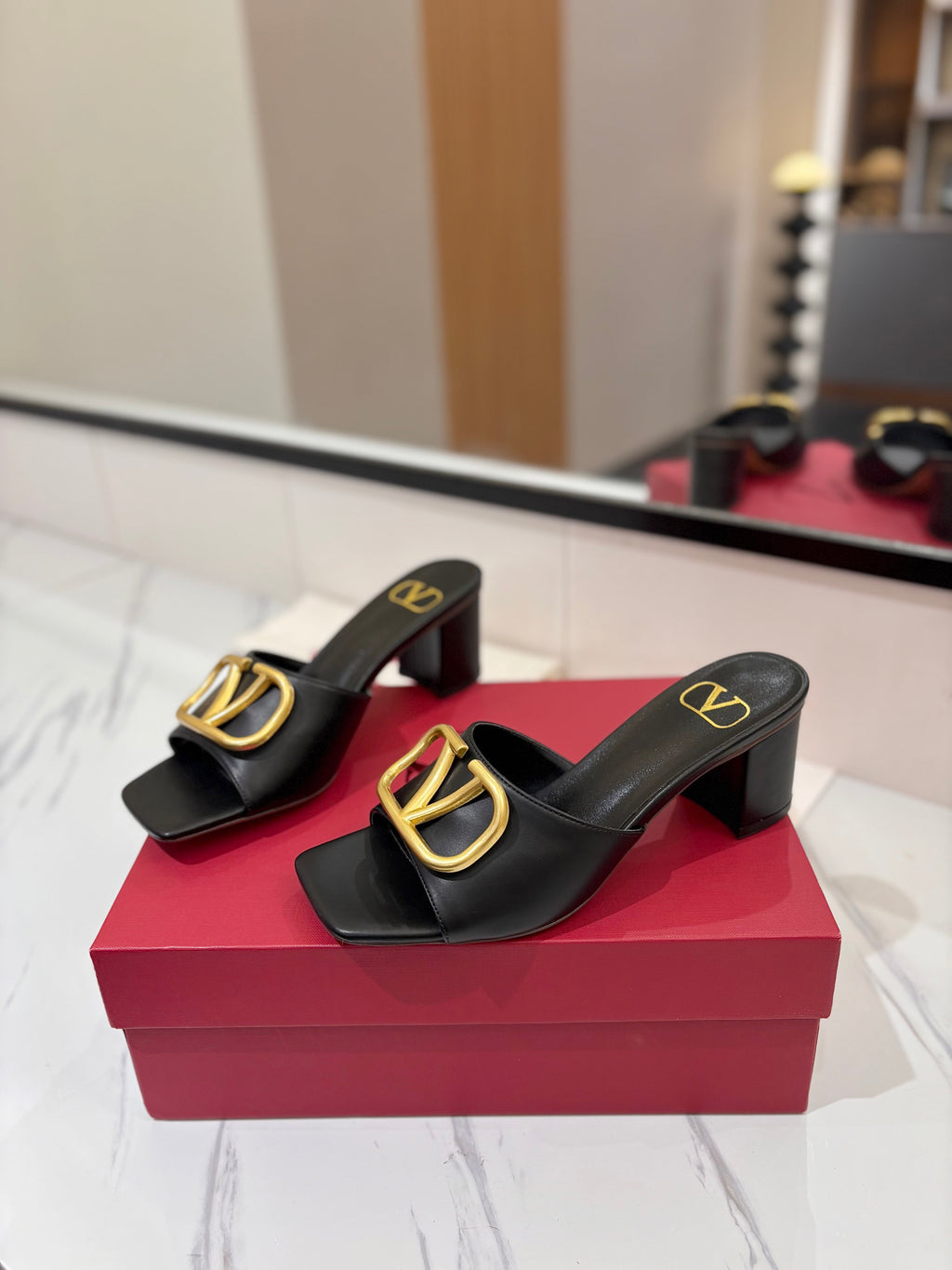 VALENTINO 26S HIGH-HEEL SANDALS 60 MM IN BLACK CALFSKIN WITH GOLD HARDWARE