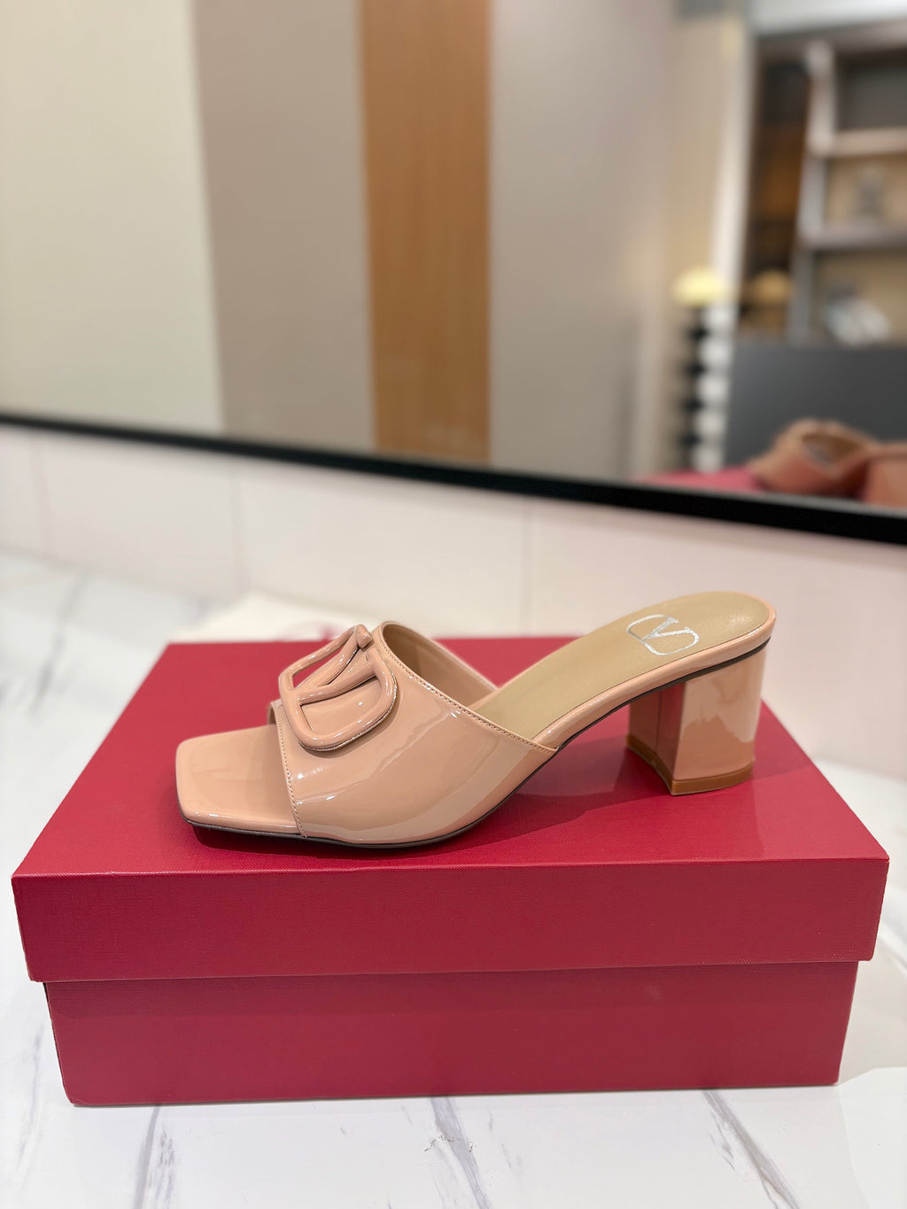 VALENTINO 26S HIGH-HEEL SANDALS 60 MM IN NUDE PINK PATENT CALFSKIN