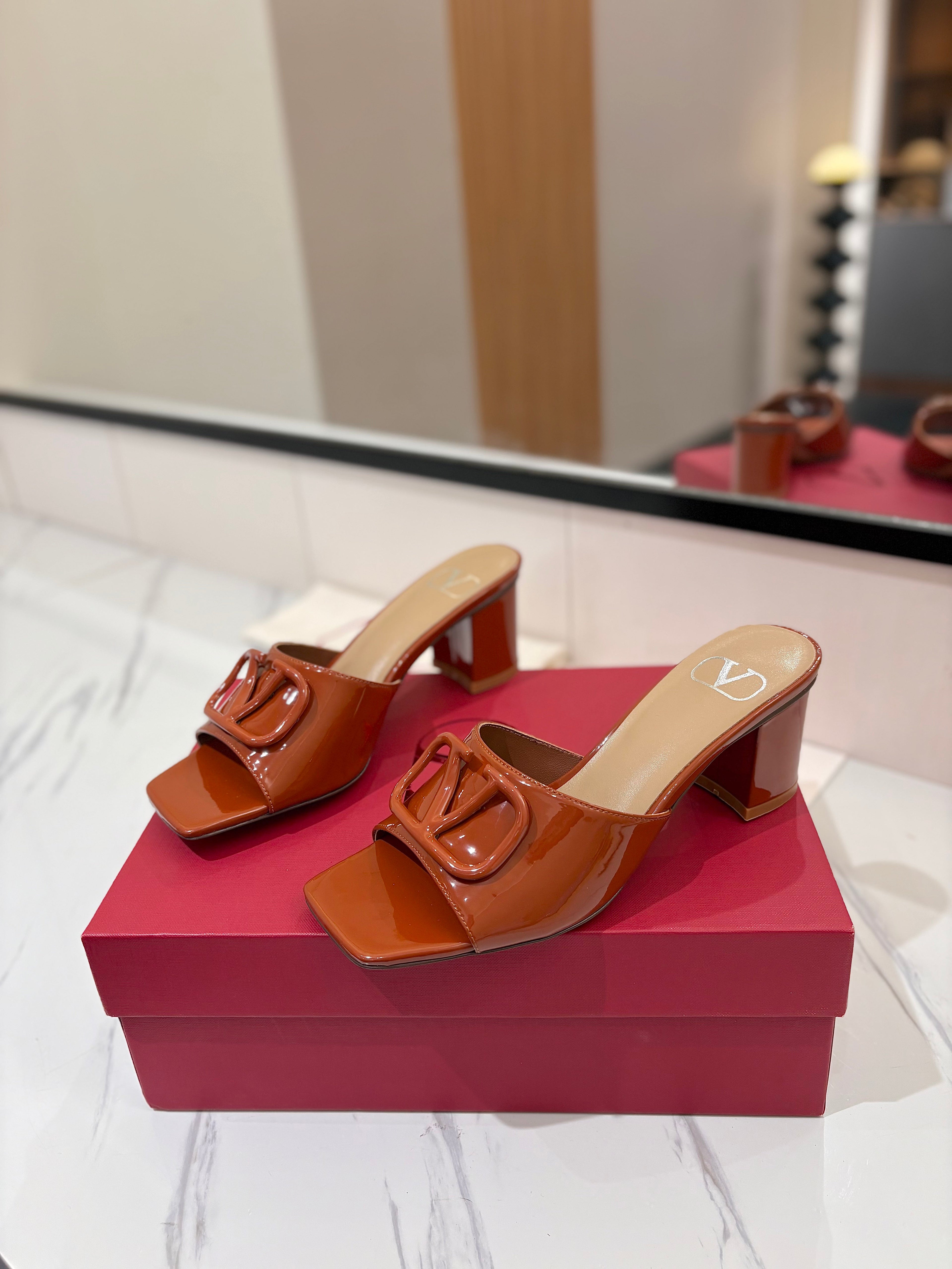 VALENTINO 26S HIGH-HEEL SANDALS 60 MM IN BROWN PATENT CALFSKIN