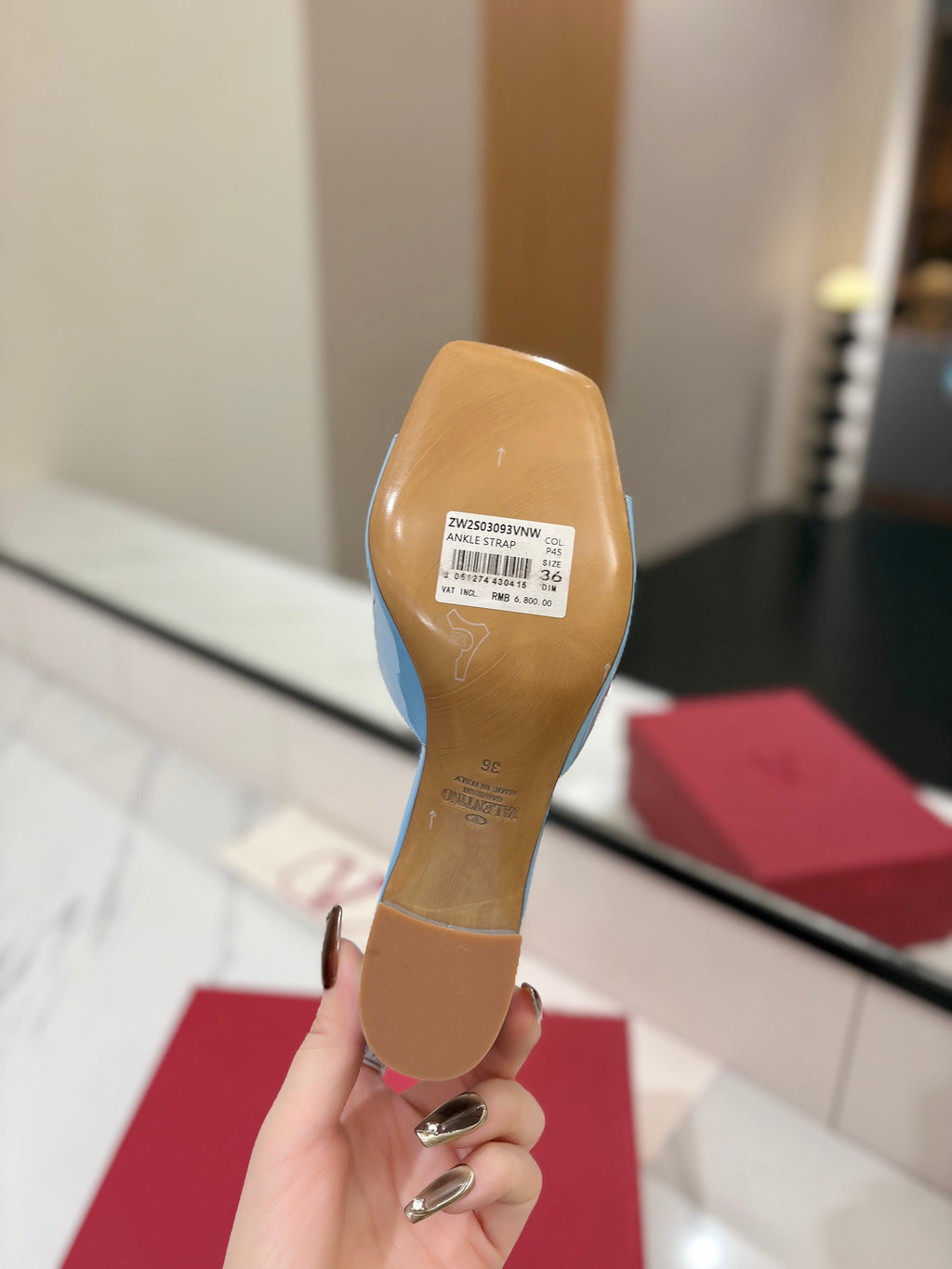 VALENTINO 26S HIGH-HEEL SANDALS 60 MM IN SKY BLUE PATENT CALFSKIN