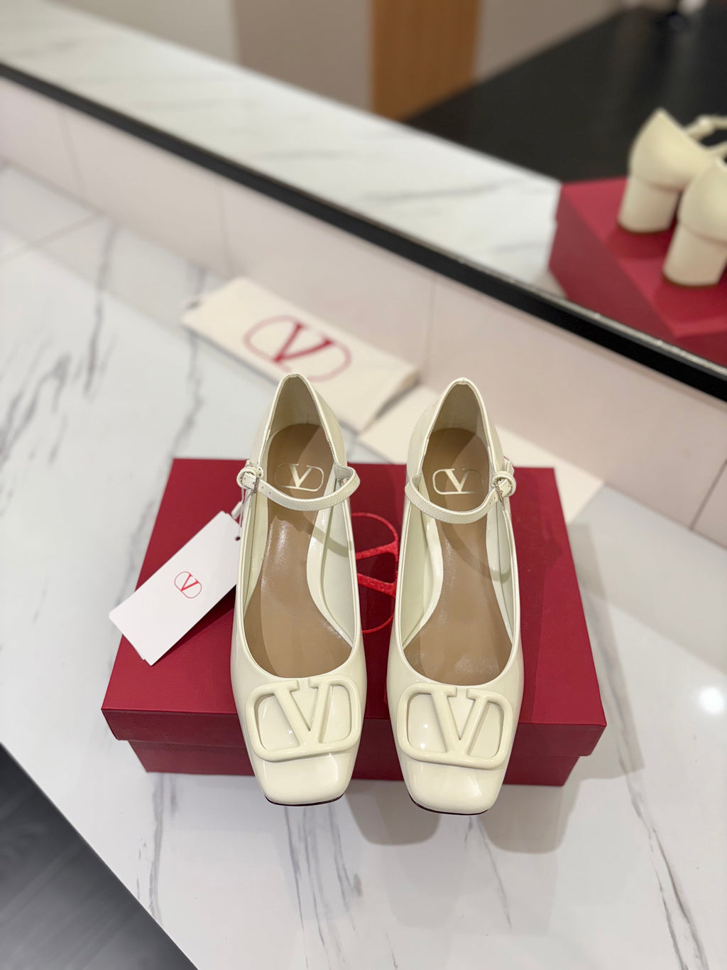 VALENTINO 26S MARY JANE HEELS 60 MM IN WHITE PATENT CALFSKIN