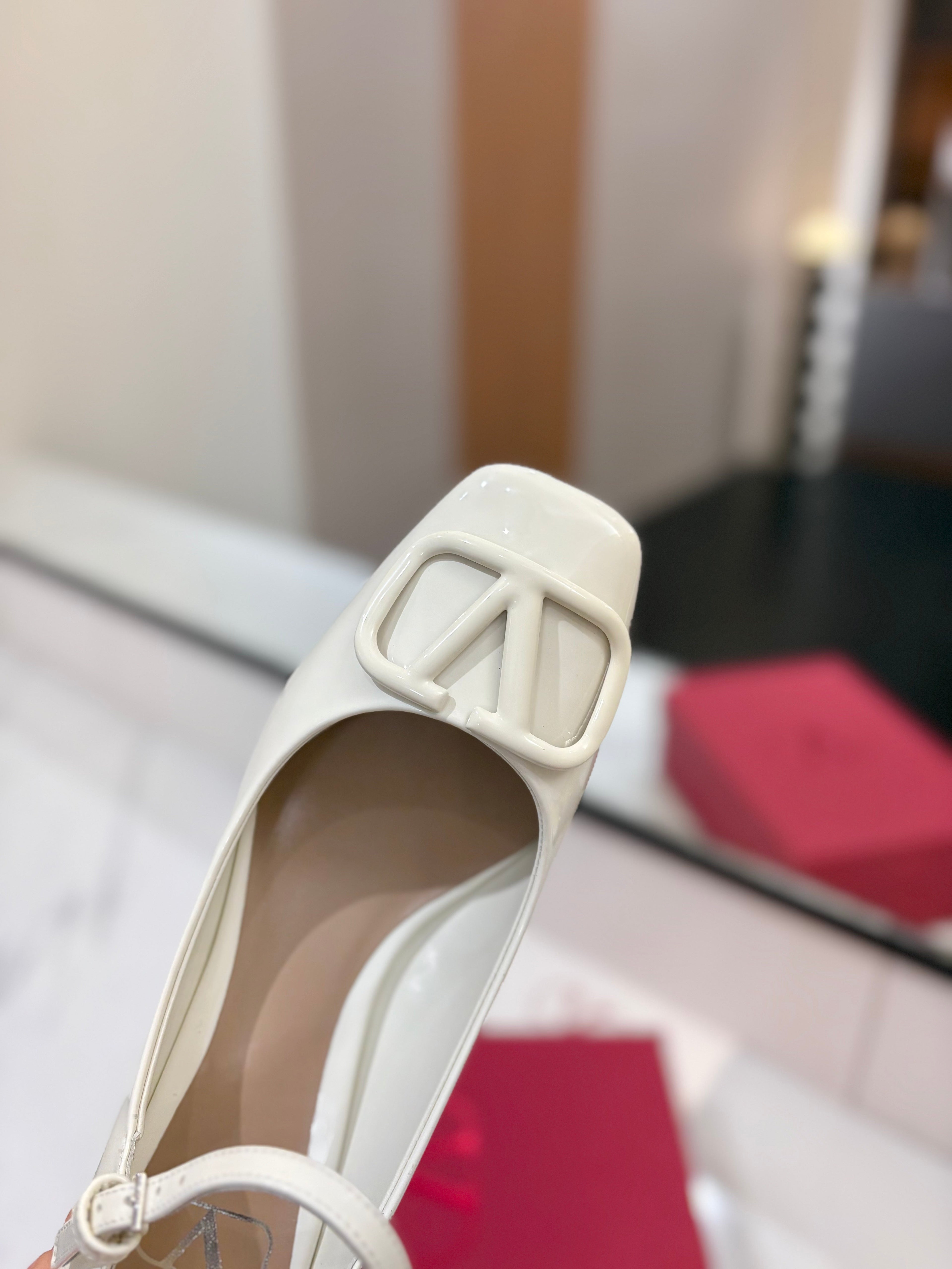 VALENTINO 26S MARY JANE HEELS 60 MM IN WHITE PATENT CALFSKIN